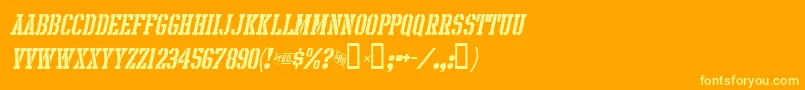 IntramuralStencilItalicJl-Schriftart – Gelbe Schriften auf orangefarbenem Hintergrund