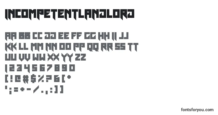 Schriftart IncompetentLandlord – Alphabet, Zahlen, spezielle Symbole