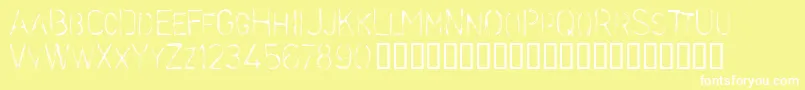 Stencilc-Schriftart – Weiße Schriften auf gelbem Hintergrund