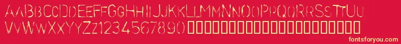 Stencilc-Schriftart – Gelbe Schriften auf rotem Hintergrund