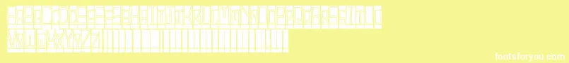 BlocktitlingStandard-Schriftart – Weiße Schriften auf gelbem Hintergrund
