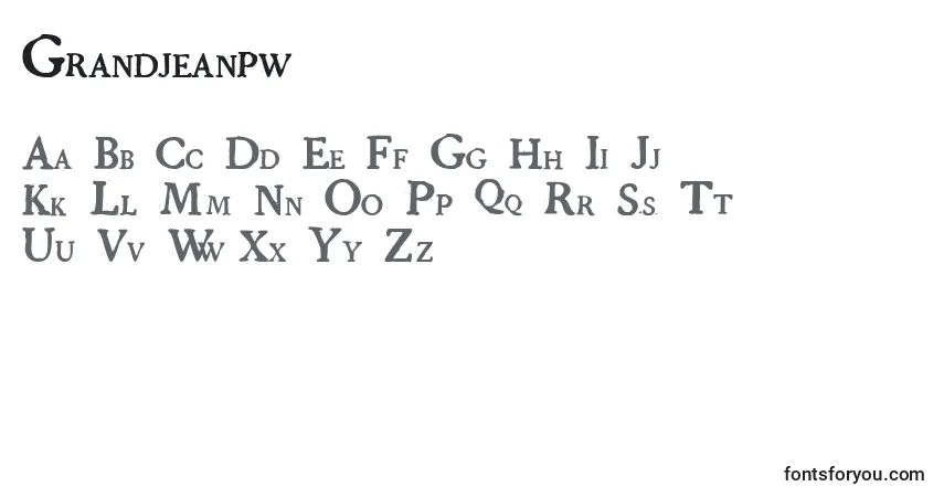 Czcionka Grandjeanpw – alfabet, cyfry, specjalne znaki