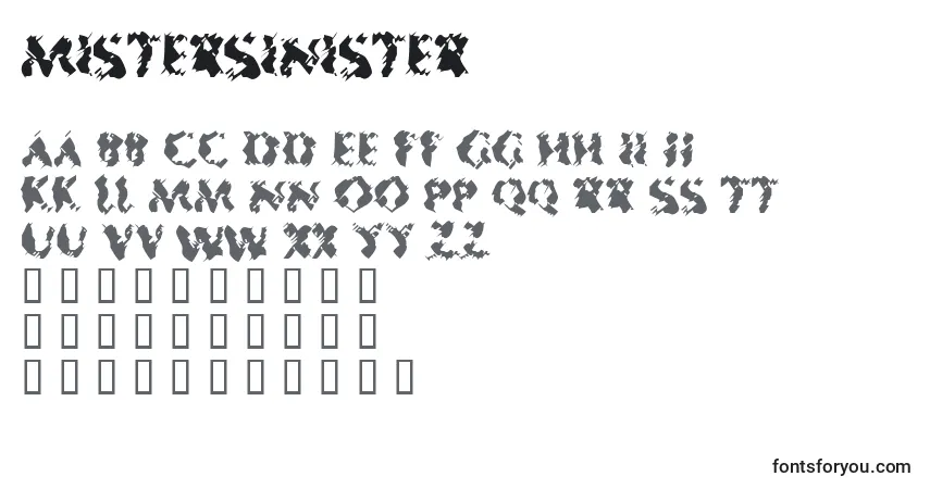 Шрифт MisterSinister – алфавит, цифры, специальные символы