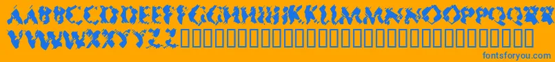 MisterSinister Font – Blue Fonts on Orange Background