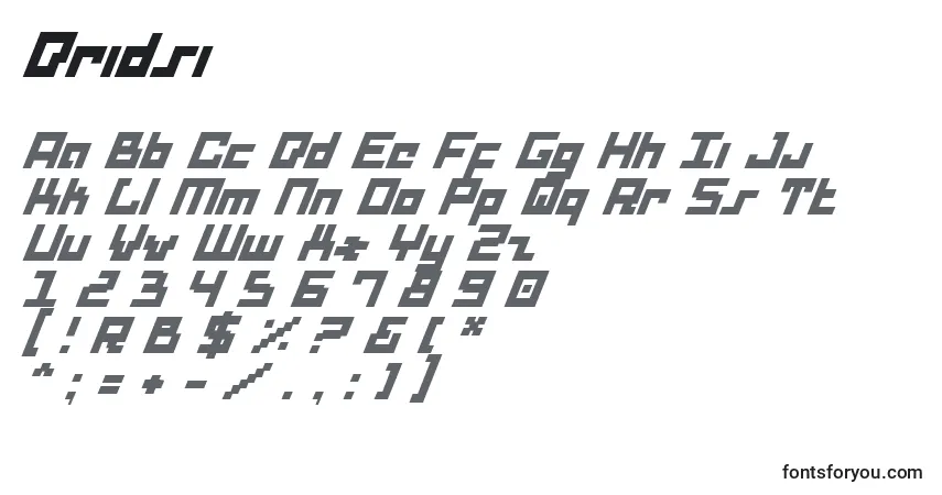 Schriftart Dridsi – Alphabet, Zahlen, spezielle Symbole