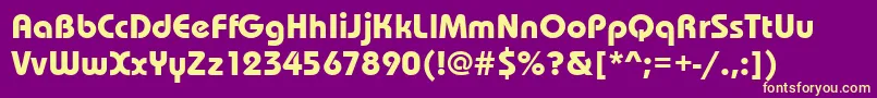 Weitere Informationen zur Bauhausitcteebol-Schriftart Bauhausitcteebol-Schriftart – Gelbe Schriften auf violettem Hintergrund