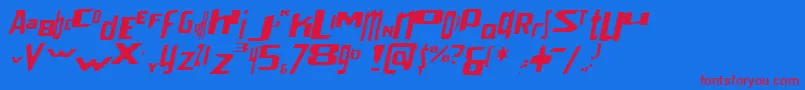 VenerealStrobeEffectItalic Font – Red Fonts on Blue Background