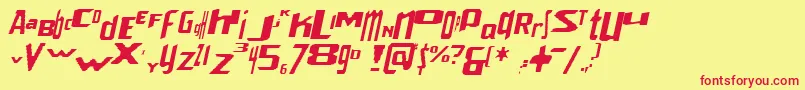 VenerealStrobeEffectItalic-Schriftart – Rote Schriften auf gelbem Hintergrund