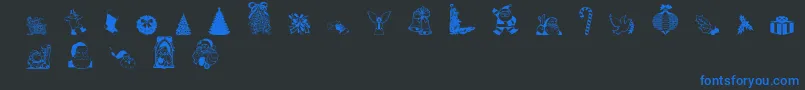 Czcionka Christmas Debbie – niebieskie czcionki na czarnym tle