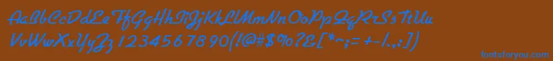 Weitere Informationen zur GallanteRegular-Schriftart GallanteRegular-Schriftart – Blaue Schriften auf braunem Hintergrund
