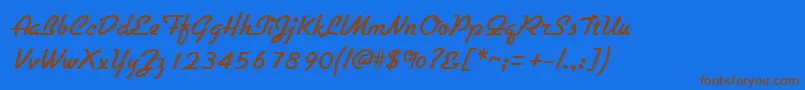 GallanteRegular-Schriftart – Braune Schriften auf blauem Hintergrund