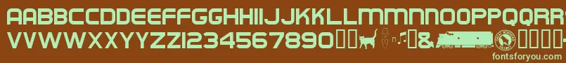 フォントEmpirebuilder – 緑色の文字が茶色の背景にあります。
