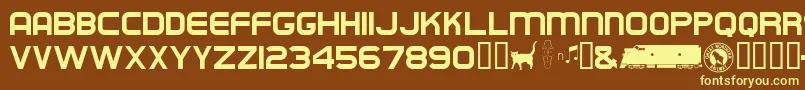 Empirebuilder-fontti – keltaiset fontit ruskealla taustalla