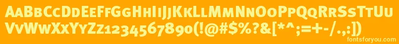 Metablackcapsc-Schriftart – Gelbe Schriften auf orangefarbenem Hintergrund