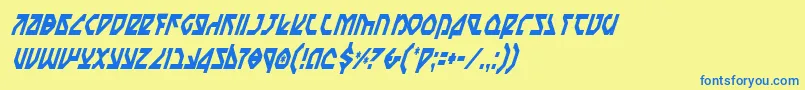 NostromoCondensedItalic Font – Blue Fonts on Yellow Background