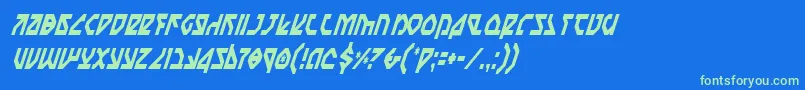 フォントNostromoCondensedItalic – 青い背景に緑のフォント