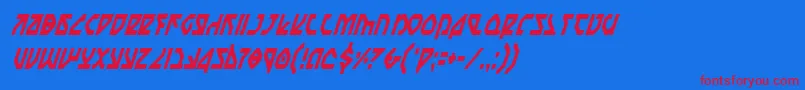 フォントNostromoCondensedItalic – 赤い文字の青い背景