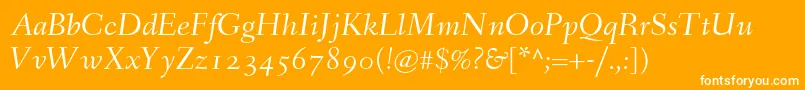 フォントFanwoodItalicWebfont – オレンジの背景に白い文字