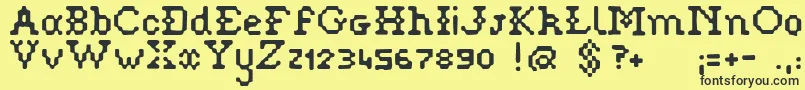 Pixelstitch Font – Black Fonts on Yellow Background