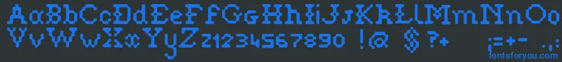 Pixelstitch Font – Blue Fonts on Black Background