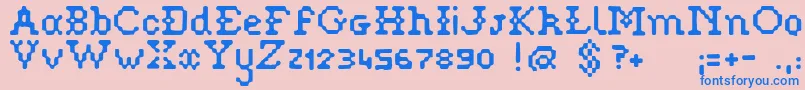 Pixelstitch Font – Blue Fonts on Pink Background