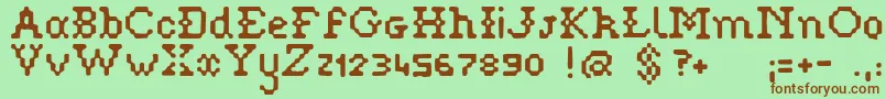 Pixelstitch Font – Brown Fonts on Green Background