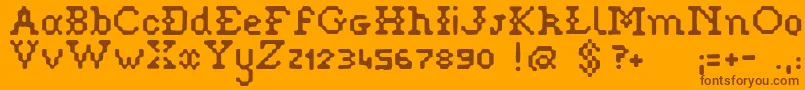 Pixelstitch Font – Brown Fonts on Orange Background