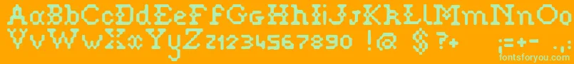Pixelstitch Font – Green Fonts on Orange Background