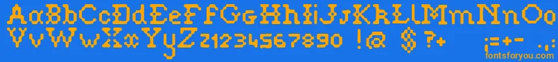 Pixelstitch Font – Orange Fonts on Blue Background