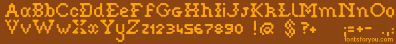 Pixelstitch Font – Orange Fonts on Brown Background