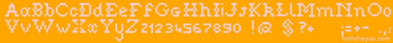 Pixelstitch Font – Pink Fonts on Orange Background