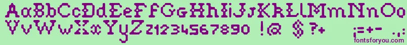 Pixelstitch-fontti – violetit fontit vihreällä taustalla
