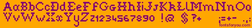 Pixelstitch Font – Purple Fonts on Orange Background