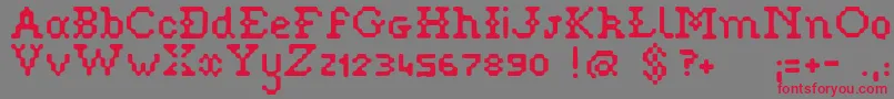 フォントPixelstitch – 赤い文字の灰色の背景
