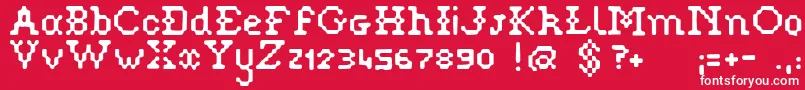 Pixelstitch Font – White Fonts on Red Background