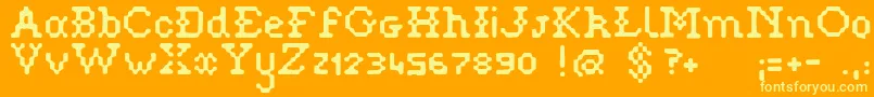 Pixelstitch Font – Yellow Fonts on Orange Background