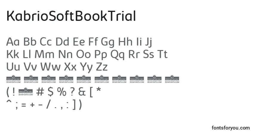 Czcionka KabrioSoftBookTrial – alfabet, cyfry, specjalne znaki