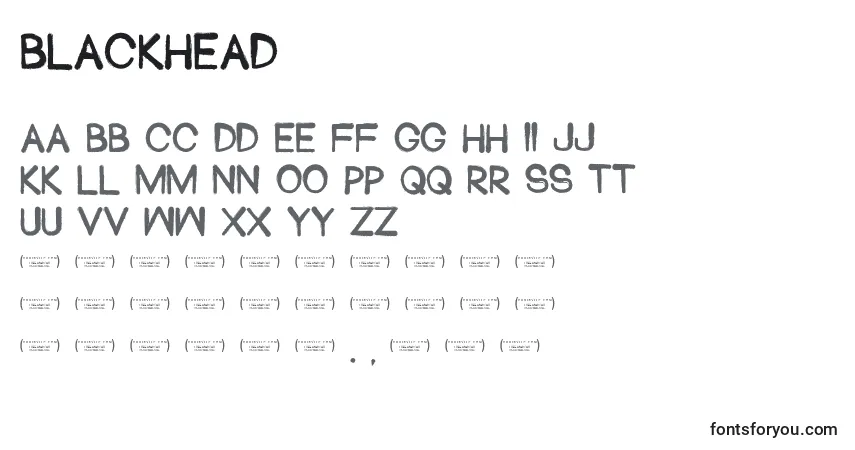 A fonte Blackhead – alfabeto, números, caracteres especiais