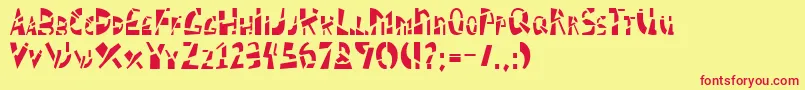 Schizm-Schriftart – Rote Schriften auf gelbem Hintergrund