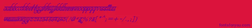 BitsindiancalligraBoldital-Schriftart – Violette Schriften auf rotem Hintergrund