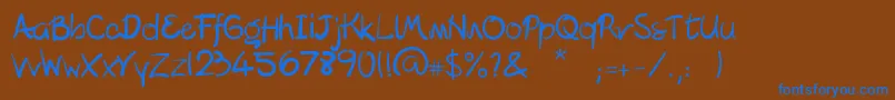 Lipograf-Schriftart – Blaue Schriften auf braunem Hintergrund