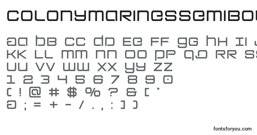 Czcionka Colonymarinessemibold – alfabet, cyfry, specjalne znaki