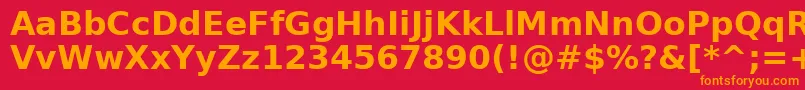 BitstreamVeraSansBold-Schriftart – Orangefarbene Schriften auf rotem Hintergrund