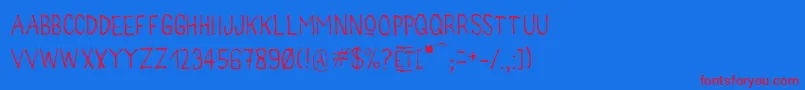 Czcionka MainLevРІeRegularJu – czerwone czcionki na niebieskim tle