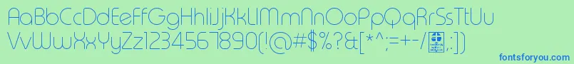 TypoRoundThinDemo-fontti – siniset fontit vihreällä taustalla