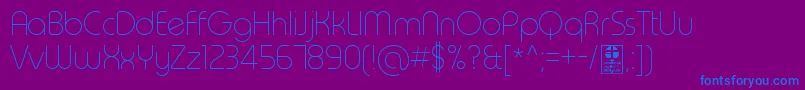 TypoRoundThinDemo-Schriftart – Blaue Schriften auf violettem Hintergrund