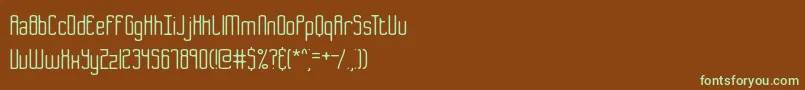フォントB2sq – 緑色の文字が茶色の背景にあります。
