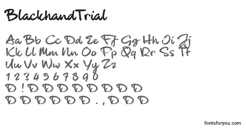 Шрифт BlackhandTrial – алфавит, цифры, специальные символы