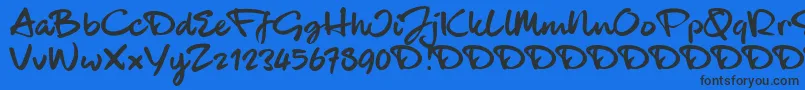 フォントBlackhandTrial – 黒い文字の青い背景