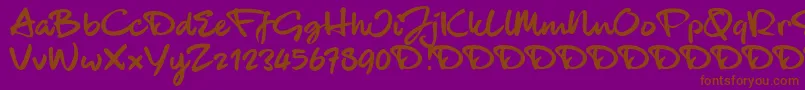 Fonte BlackhandTrial – fontes marrons em um fundo roxo